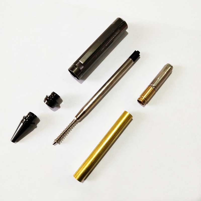 PKM-5-GM  Gun Metal Solid Clip New Style Twist Type Ballpoint Pen Kits